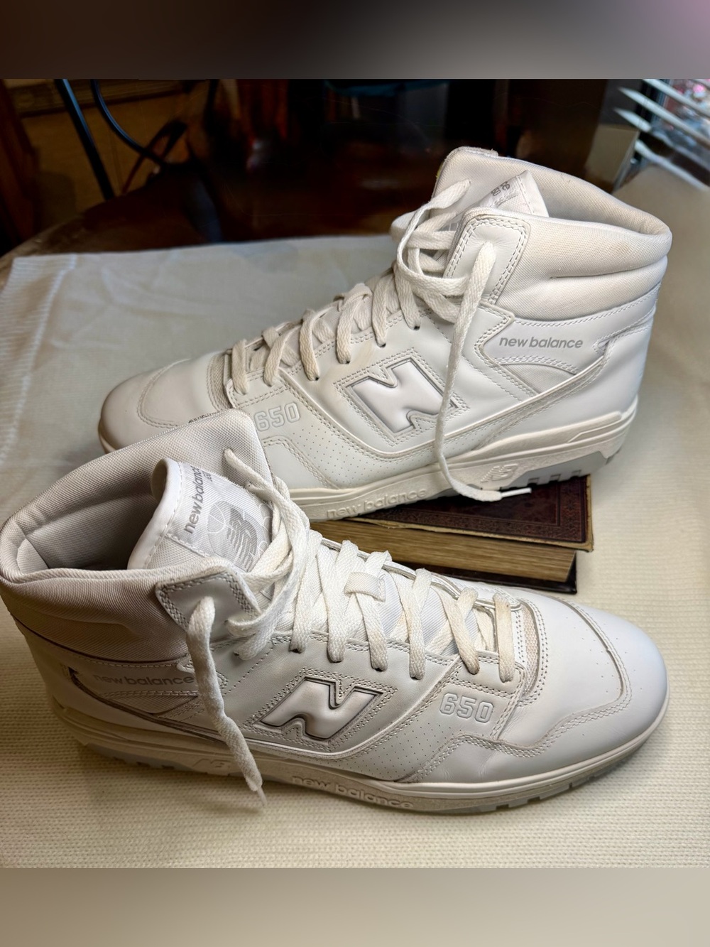 New Balance 650 “Triple White” Sneakers 
Men’s Size 16